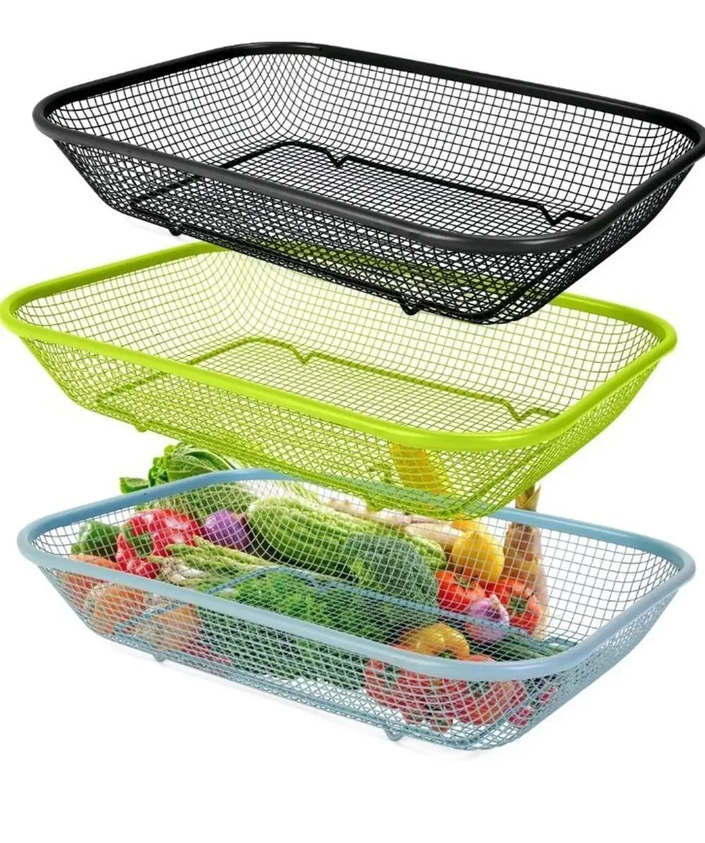 Metal Wire Fruit Basket, Set Of 3 14.56 x 10.63’’